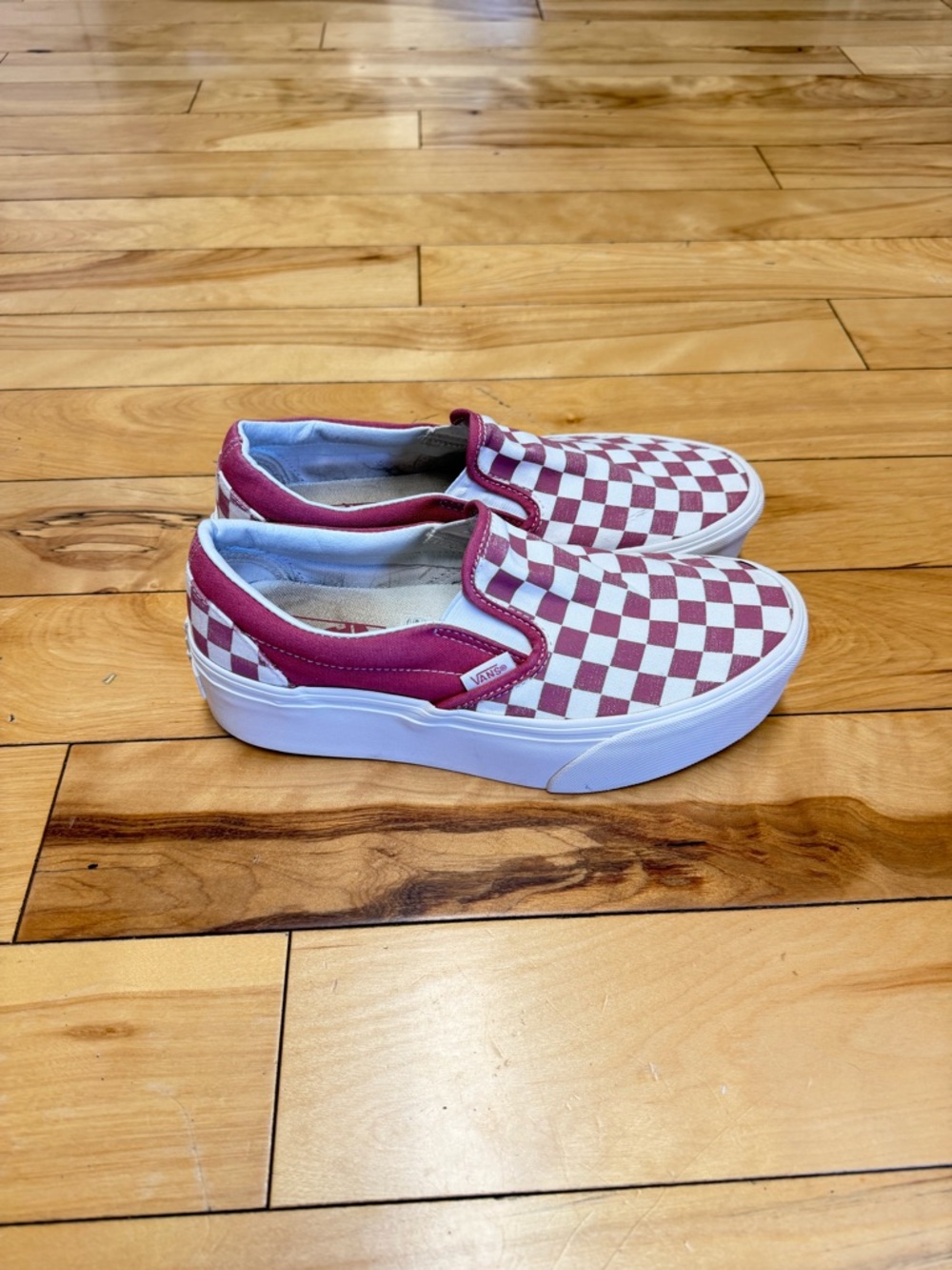 PINK CHECKERED PLATFORM VANS